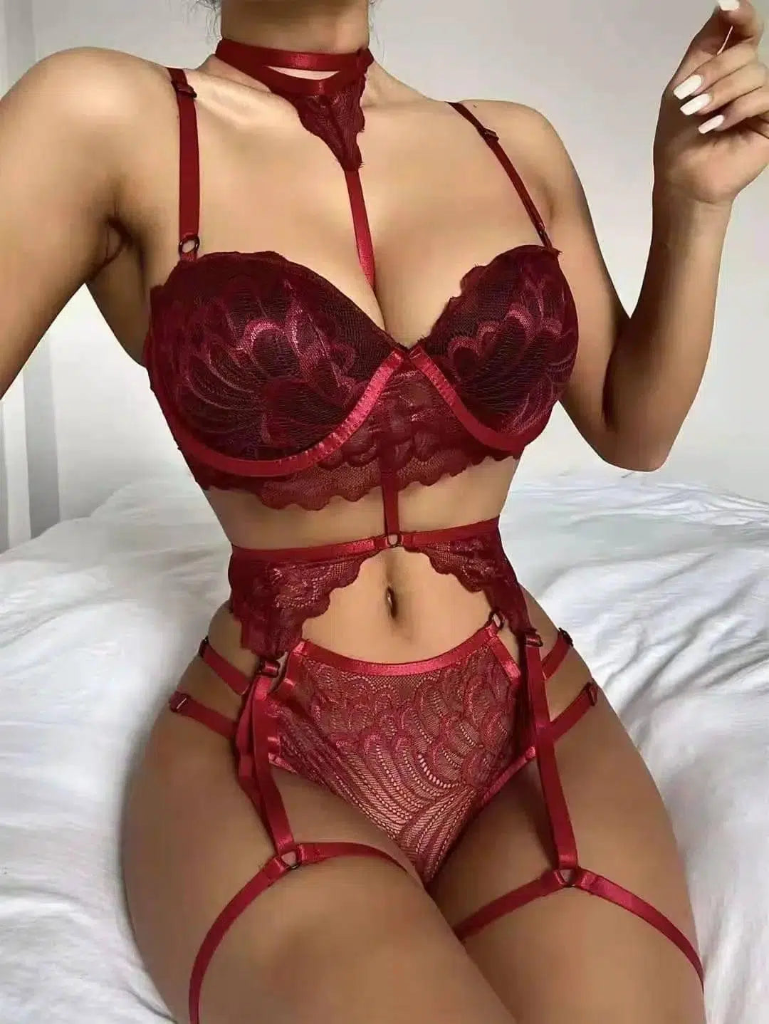 Xun Hot Lace Sexy Temptation Three-Point Suit Sexy Lingerie-3