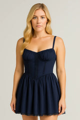 Кружевное платье на подтяжках, летняя мода, на шнуровке, с тонкой талией