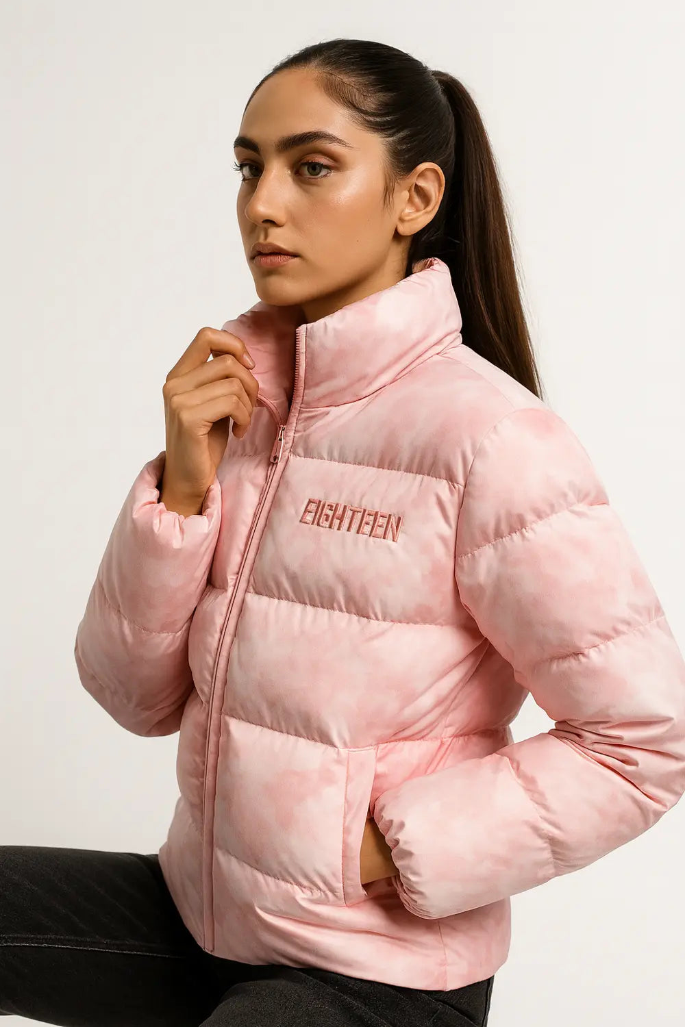 puffer jacket for women – trendy quilted coat with pockets and high collar