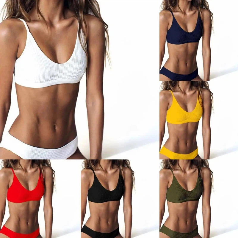 Solid color split bikini-1